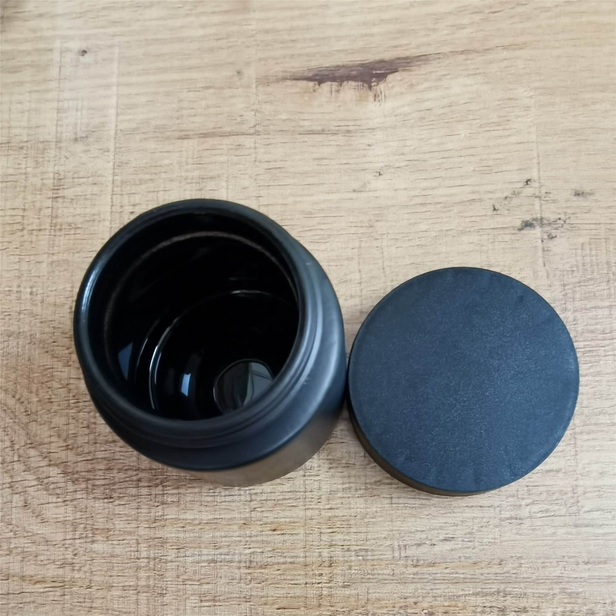 Skincare Matte Black Empty Cosmetic Face Cream Glass Jar With Child Resistant Lid