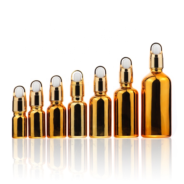 Skincare Packaging 1 oz 30ml Essential Oil Gold Glass Dropper Bottle With Measurement Markings