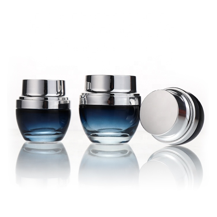 Skincare Packaging 20g 30g 50g Empty Round Cosmetic Glass Face Eye Cream Jar Container With Gold Lid