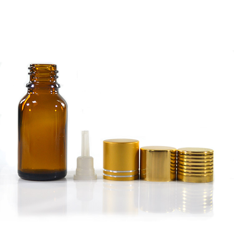 Skincare Packaging 5ml 10ml 15ml 20ml 30ml 60ml amber essential oil glass bottle with plug with tamper evident cap