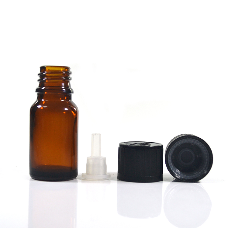 Skincare Packaging 5ml 10ml 15ml 20ml 30ml 60ml amber essential oil glass bottle with plug with tamper evident cap