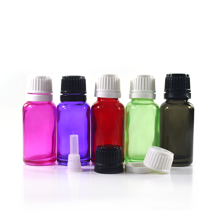 Skincare Packaging 5ml 10ml 15ml 20ml 30ml 60ml amber essential oil glass bottle with plug with tamper evident cap
