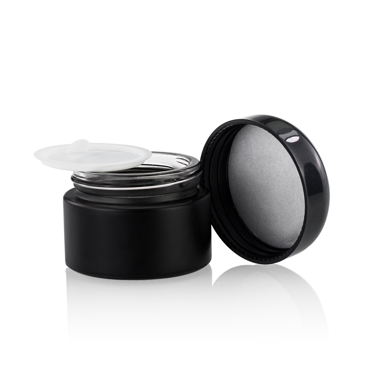 Skincare Packaging Containers 30g Empty Cosmetic Black Glass Cream Jar with Mushroom Cap