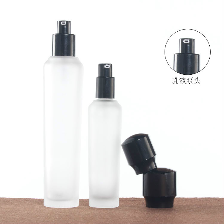 Skincare container frosted glass dropper bottle lotion pump bottle cosmetic package set