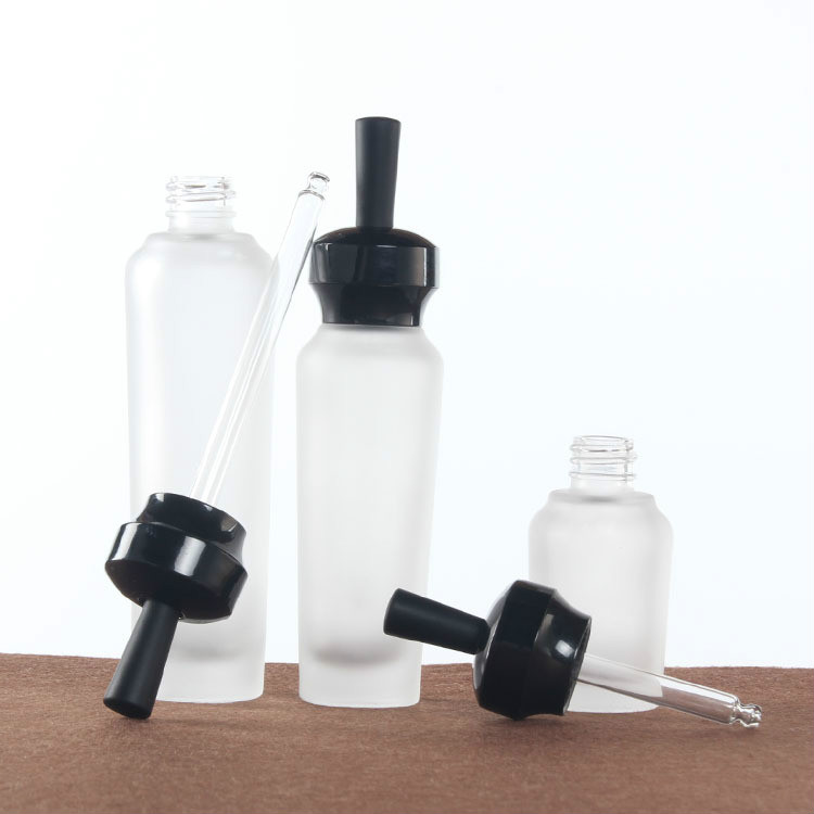 Skincare container frosted glass dropper bottle lotion pump bottle cosmetic package set