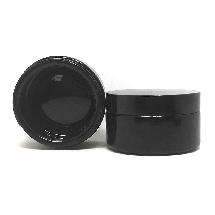 Skincare cosmetic packaging CBD cream hemp flower dark violet uv glass jar 50 g with black screw caps