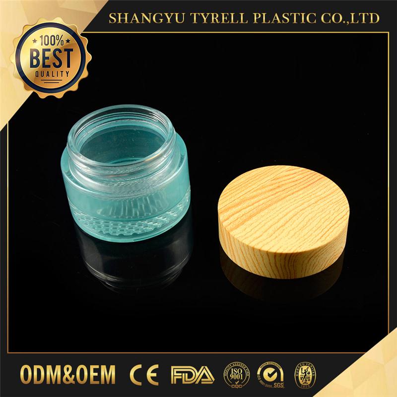 Skincare cosmetic packaging glass lotion bottle and cream jar with bamboo lid