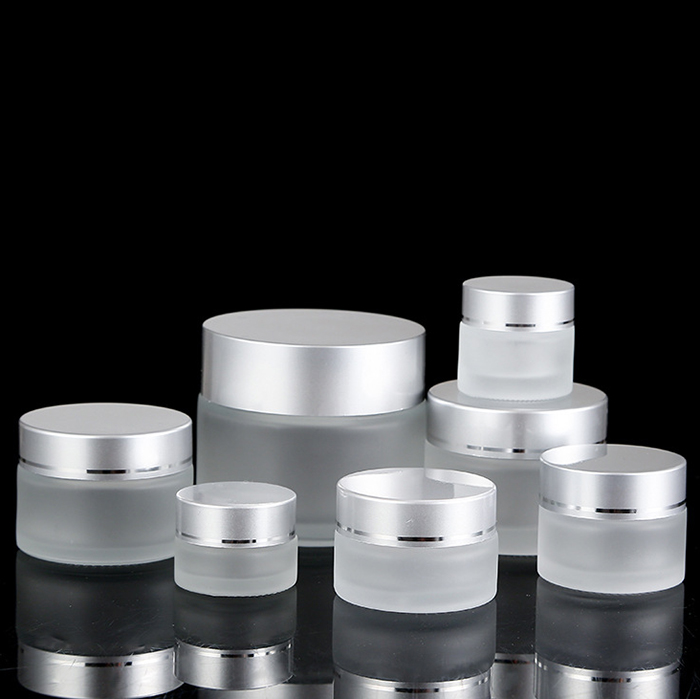 Skincare face cream container 30ml 50ml 100ml facial clay container frosted glass jars cosmetics