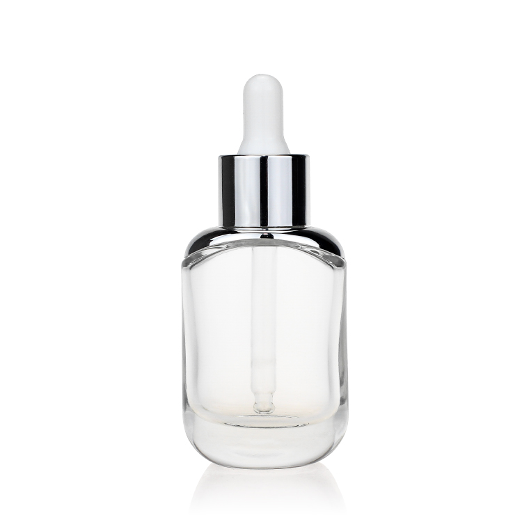Skincare package 30ml glass round serum bottles 1oz clear dropper bottle