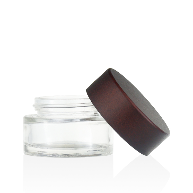 Skincare packaging 15g 20g 30g 50g 100g luxury glass jars with wood lid for eye cream