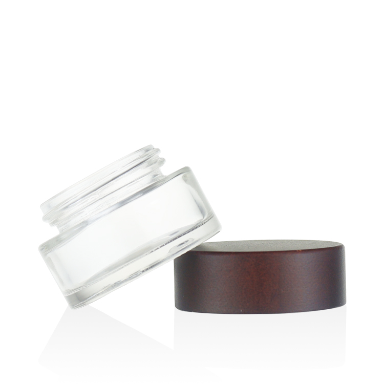 Skincare packaging 15g 20g 30g 50g 100g luxury glass jars with wood lid for eye cream
