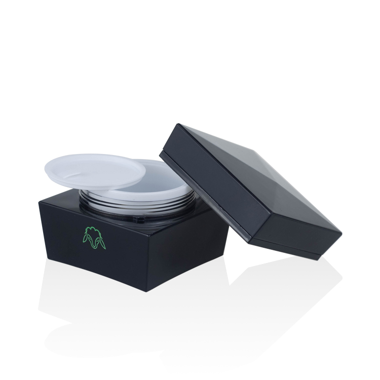 Skincare packaging 15g 30g 50g luxury matte black square jar cosmetic for cream