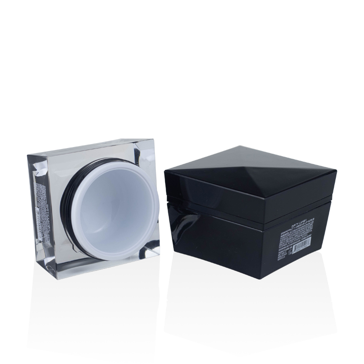 Skincare packaging 15g 30g 50g luxury matte black square jar cosmetic for cream