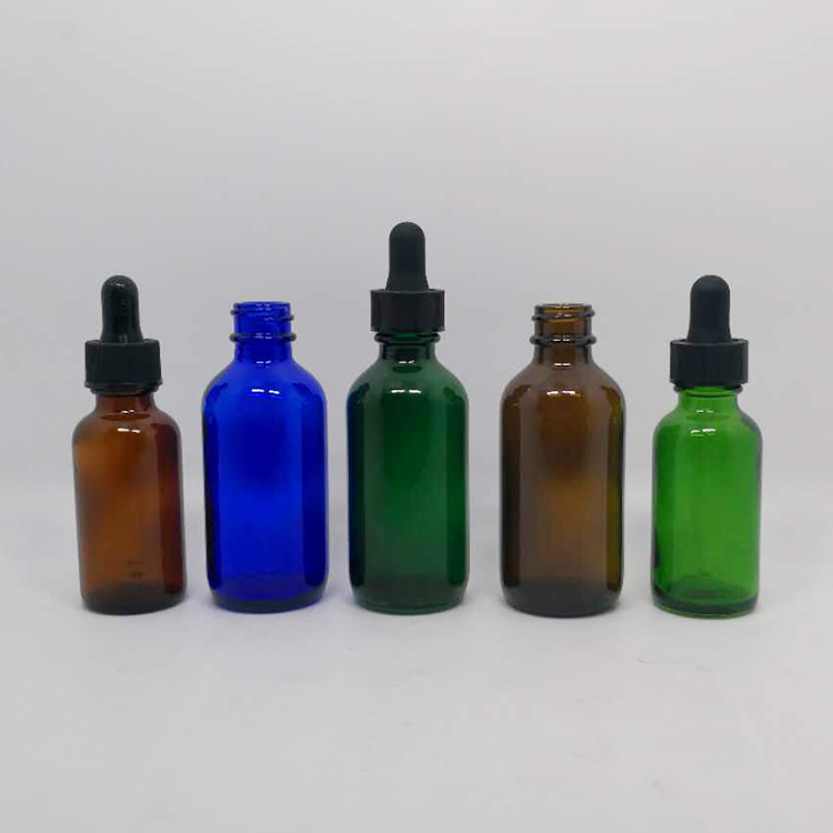 Skincare packaging 15ml 30ml 60ml 120ml empty Clear Blue Green amber black matte lotion Boston round glass dropper bottle