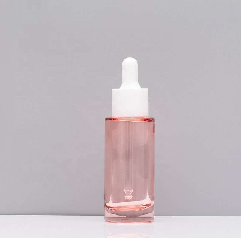 Skincare packaging  30ml pink clear glass  dropper bottle for face serum