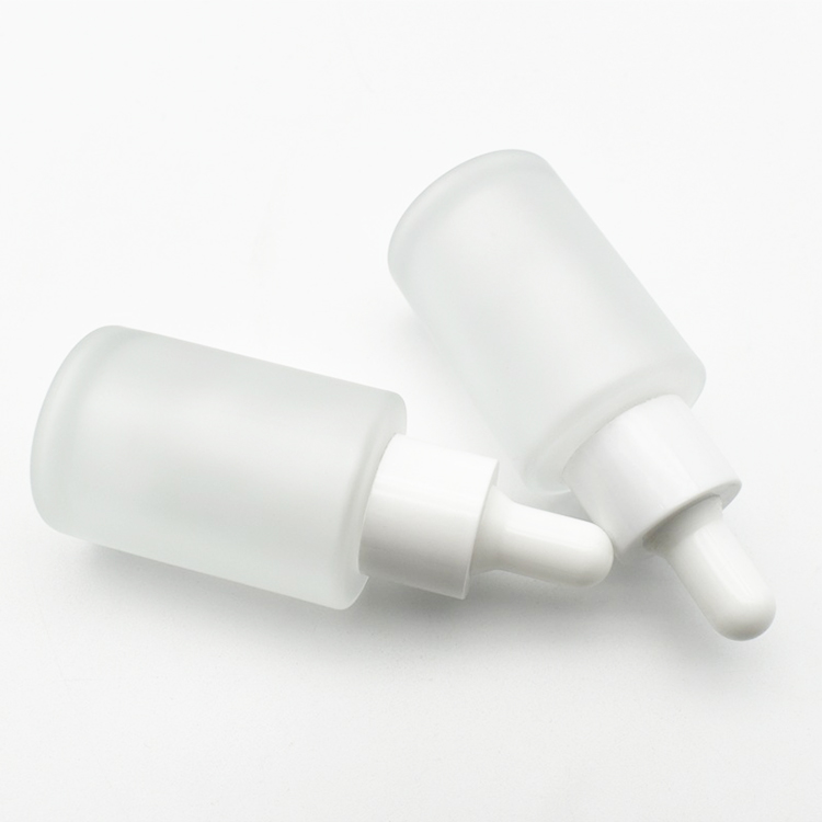 Skincare packaging cosmetic frosted flat shoulder essential oil frosted cosmetic glass dropper bottle for face serum