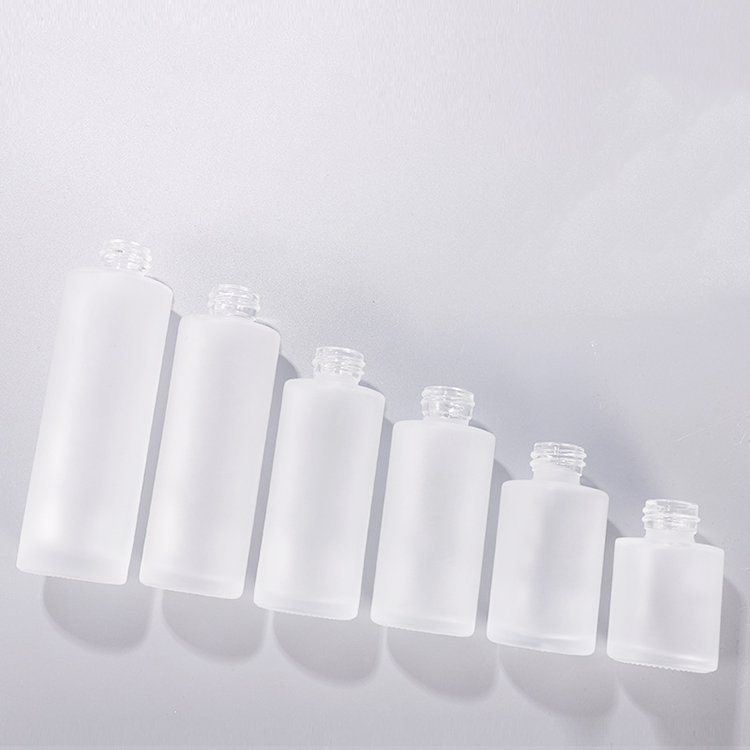 Skincare packaging cosmetic frosted flat shoulder essential oil frosted cosmetic glass dropper bottle for face serum