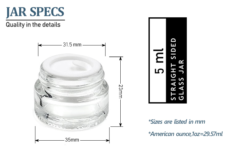 Skincare packaging round 5ml 1oz 2oz 4oz small sample cosmetic glass eye cream jar