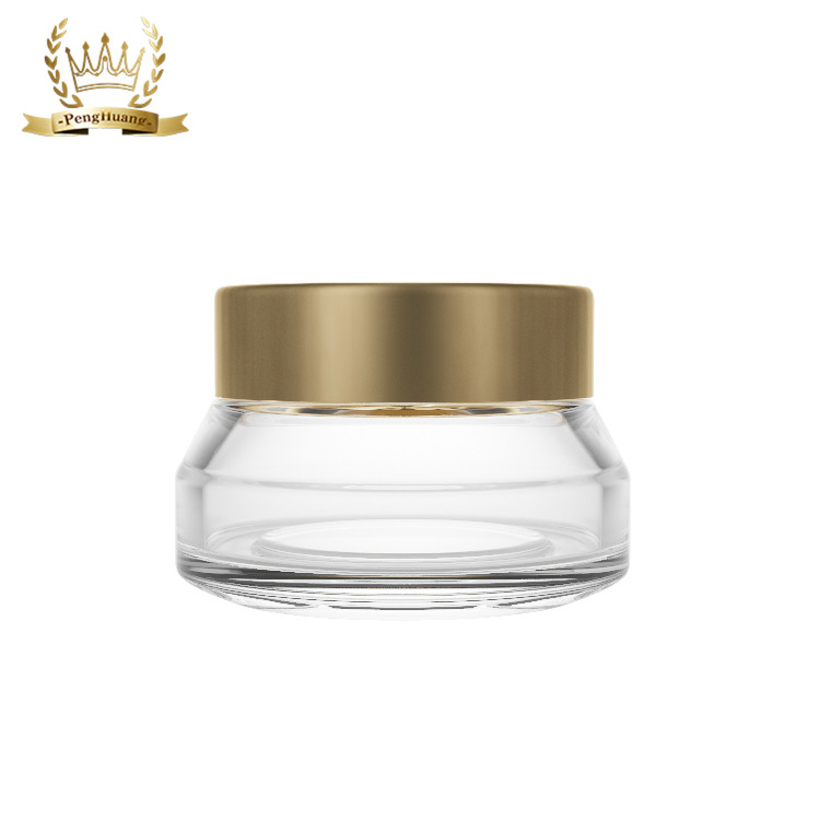 Slant Shoulder Empty Clear Cosmetic Packaging Glass Cream Jars Container