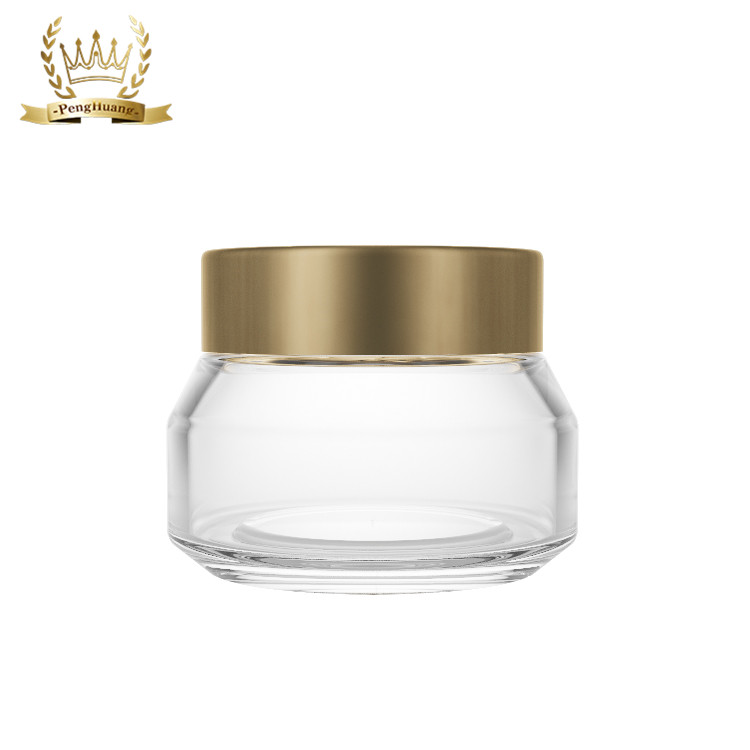 Slant Shoulder Empty Clear Cosmetic Packaging Glass Cream Jars Container