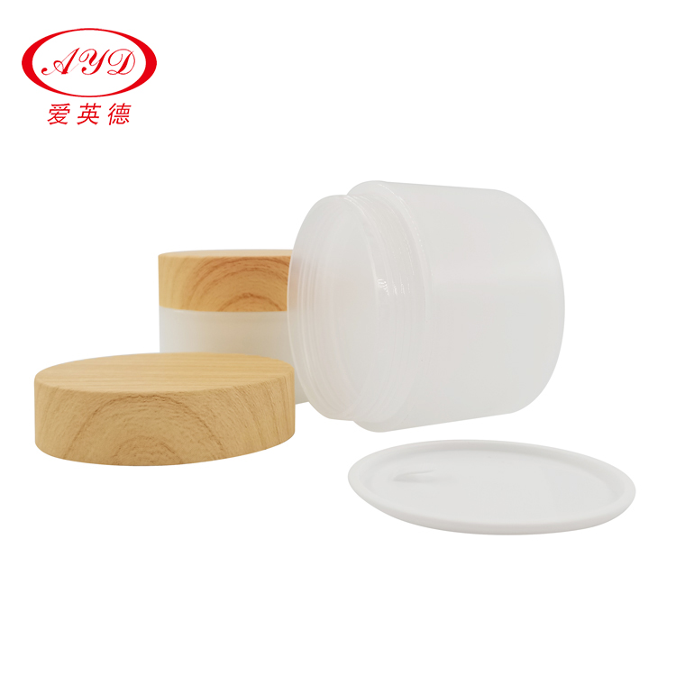 Slap-up Bamboo Texture Double-layer PP Plastic Cosmetic Cream Jar