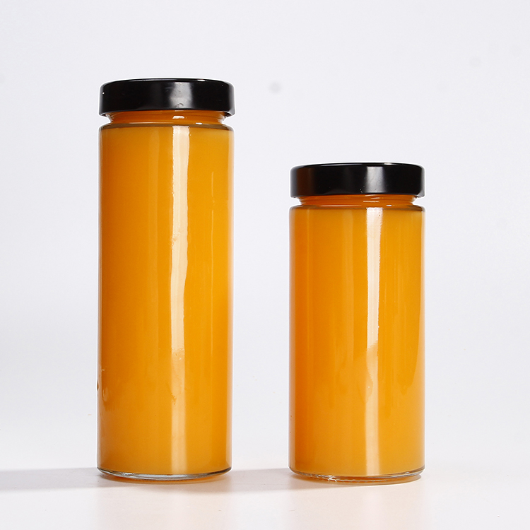 Slim Round Shape Glass Jar with Sealed Lid 380ml for Juice