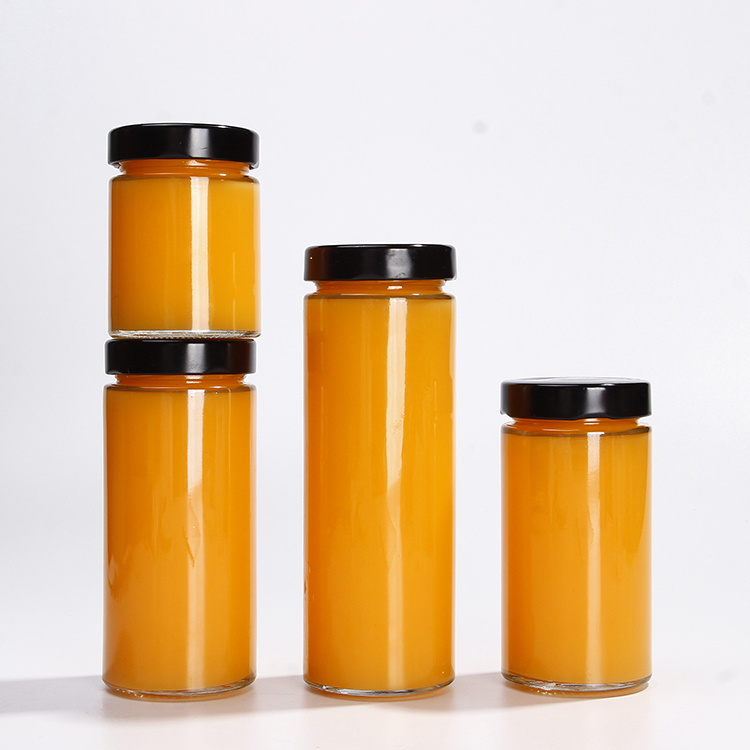 Slim Round Shape Glass Jar with Sealed Lid 380ml for Juice