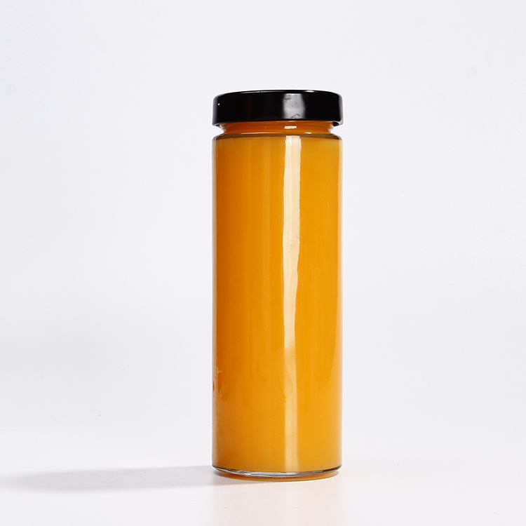 Slim Round Shape Glass Jar with Sealed Lid 380ml for Juice