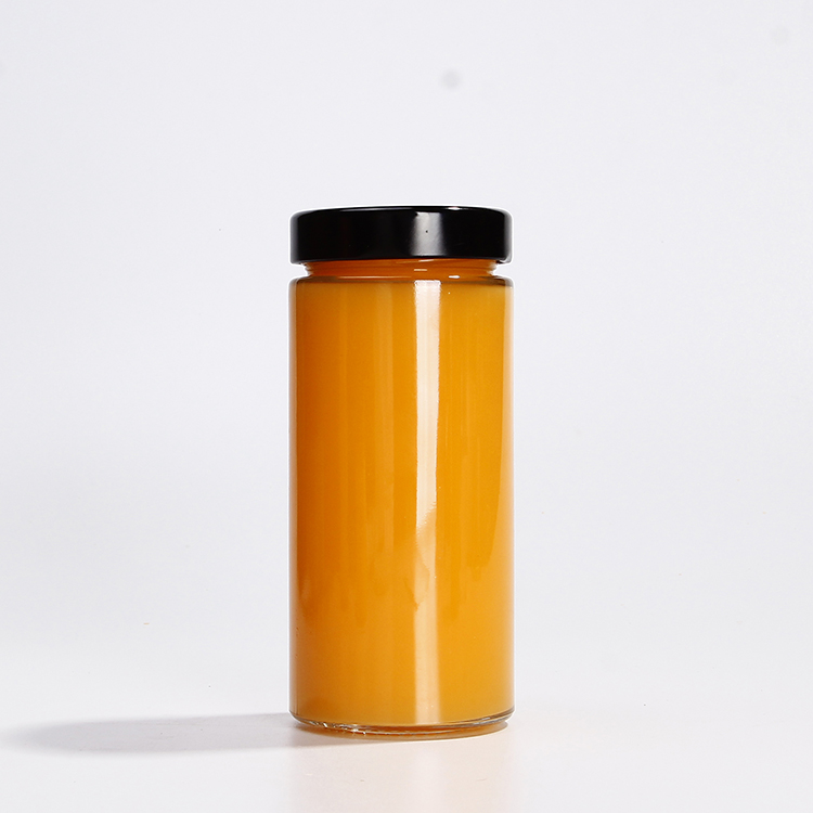 Slim Round Shape Glass Jar with Sealed Lid 380ml for Juice