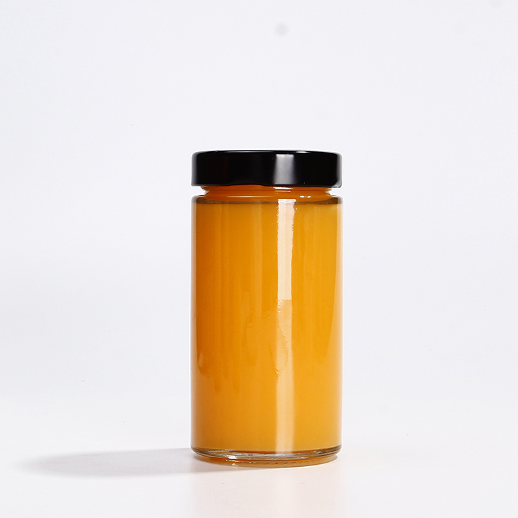 Slim Round Shape Glass Jar with Sealed Lid 380ml for Juice