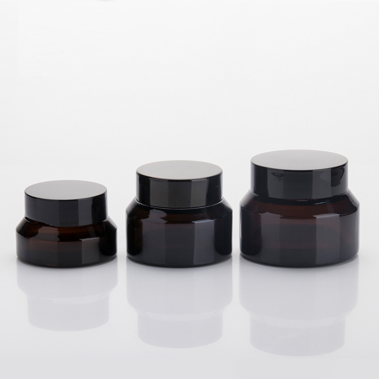 Slope Shoulder Cream 1 oz 50 ml Matte Black glass jar 30ml 30g 50g with plastic screw cap easy open lid good quality