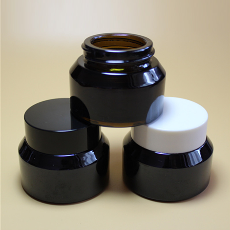 Slope Shoulder Cream 1 oz 50 ml Matte Black glass jar 30ml 30g 50g with plastic screw cap easy open lid good quality