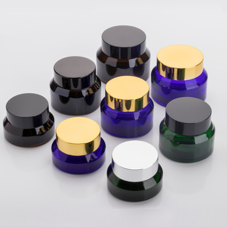 Slope Shoulder Cream 1 oz 50 ml Matte Black glass jar 30ml 30g 50g with plastic screw cap easy open lid good quality