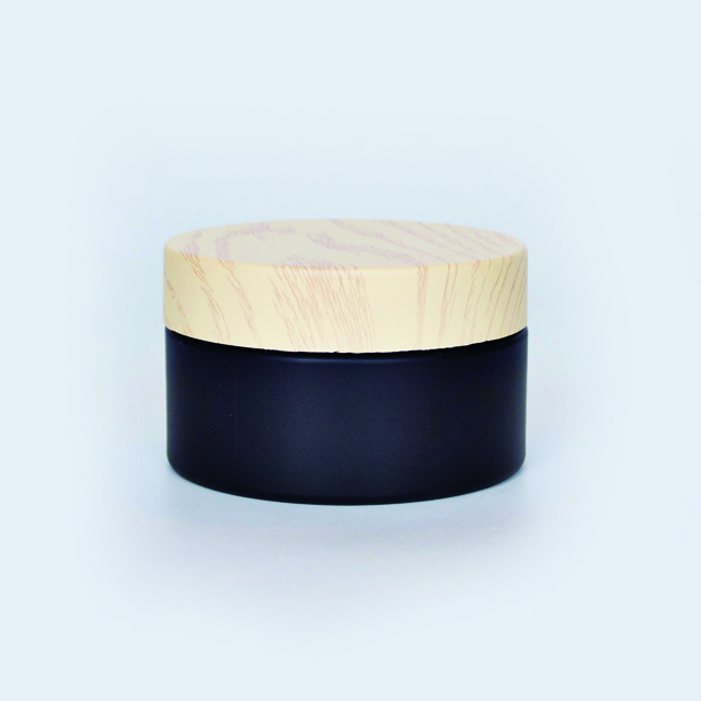 Small 100ml 120ml Factory Price Bamboo Color Lid Cream Container Frosted Black Cosmetic Jar