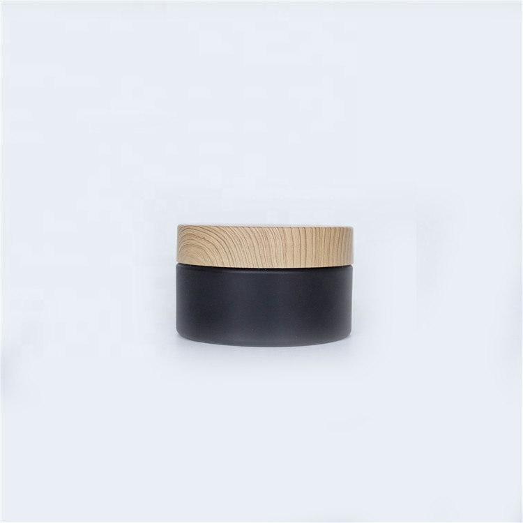 Small 100ml 120ml Factory Price Bamboo Color Lid Cream Container Frosted Black Cosmetic Jar