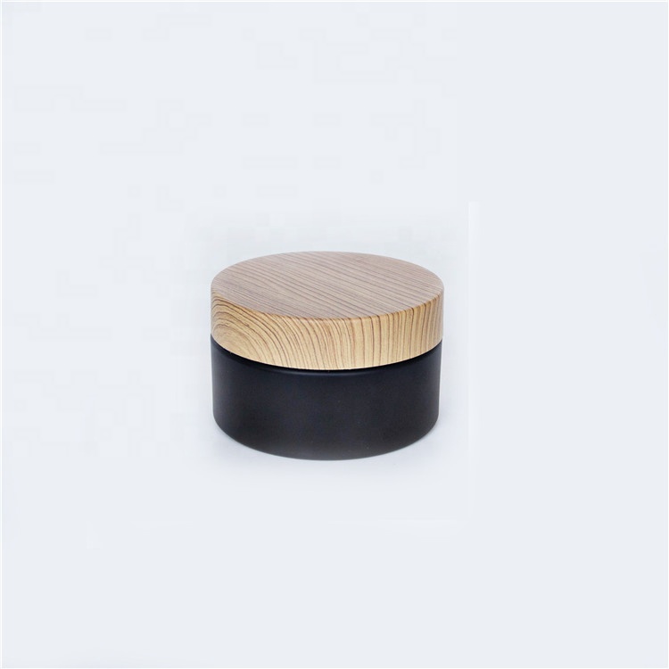 Small 100ml 120ml Factory Price Bamboo Color Lid Cream Container Frosted Black Cosmetic Jar