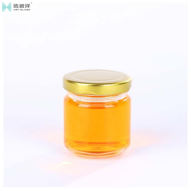 Small 100ml honey jam glass jar with metal screw lid