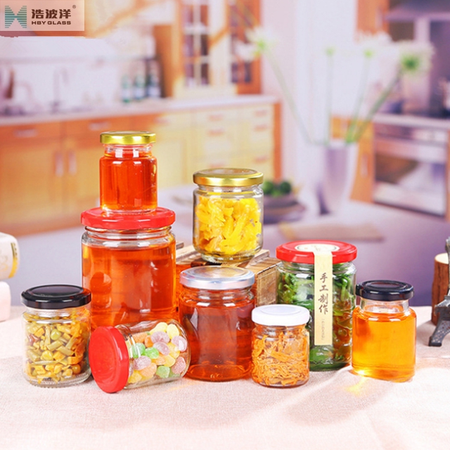 Small 100ml honey jam glass jar with metal screw lid
