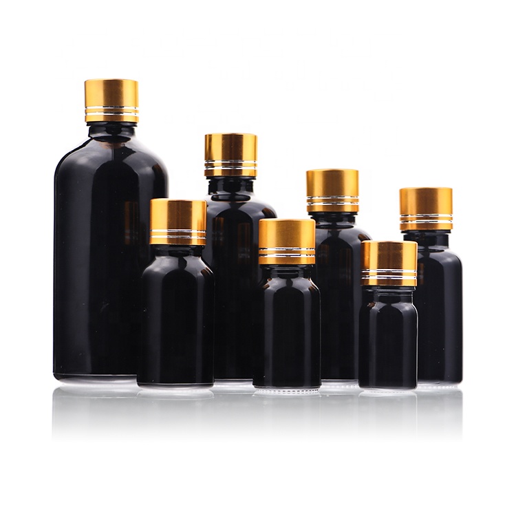 Small 3ml 5ml 10ml 15ml Arabic Essential Oil Sample Bottle Black Glass With Gold Dropper