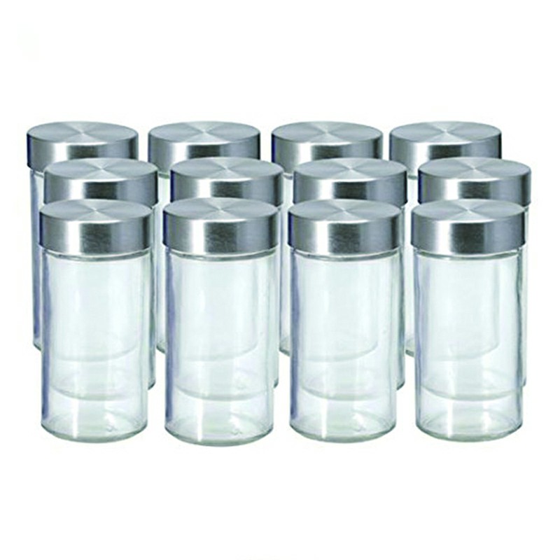 Small 4oz Bottles Stackable Stout Herbs French Round Glass Spice Jars with Shaker Lids and Chalkboard Sticker Labels