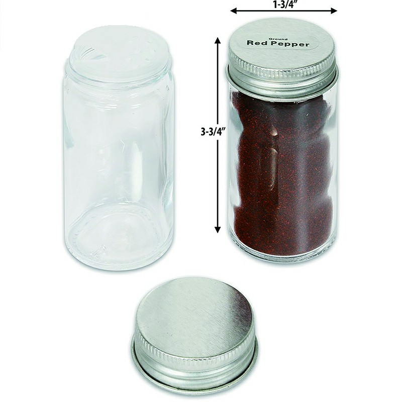 Small 4oz Bottles Stackable Stout Herbs French Round Glass Spice Jars with Shaker Lids and Chalkboard Sticker Labels