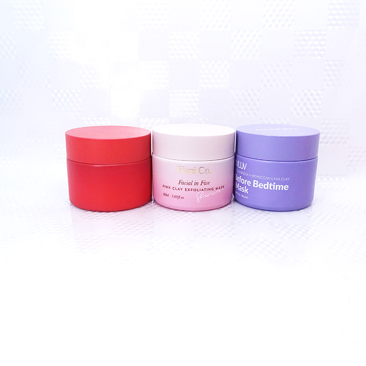 Small 50g colorful glass cosmetic jars for cosmetics opal white glass 60 ml jars matte painted blue opal white jar