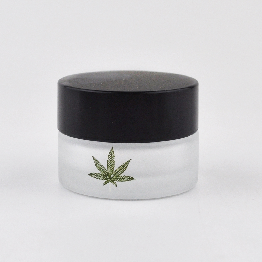 Small 5ml glass jar container with logo printed