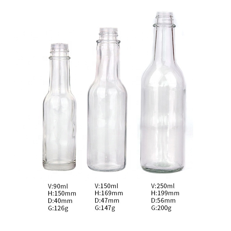 Small 90ml 150ml 250ml hot design cooking soy oil sauce glass bottle with lid