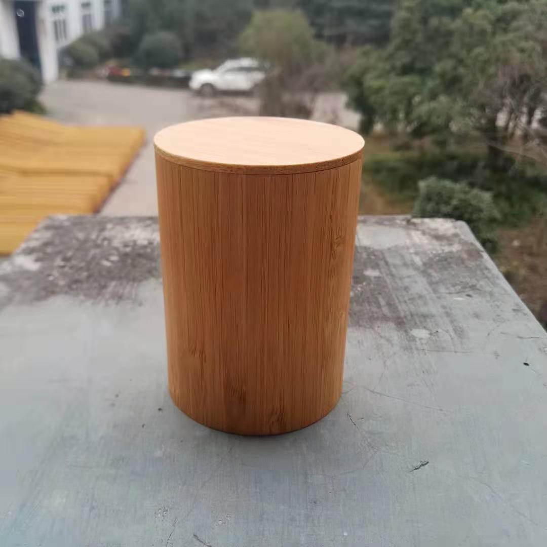 Small Bamboo Canister Natural Varnish Surface Treatment Custom Size Bamboo Container Bamboo Wood Storage Bottles