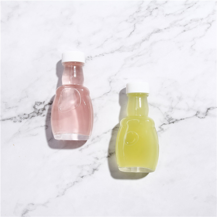 Small Bear Shape 50ml Mini Clear Glass Bottle with Screw Cap for Champagne