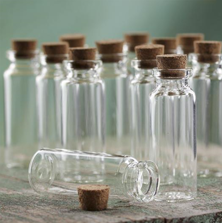 Small Bottles Empty Sample Vials Clear Glass Bottles With Corks Jars