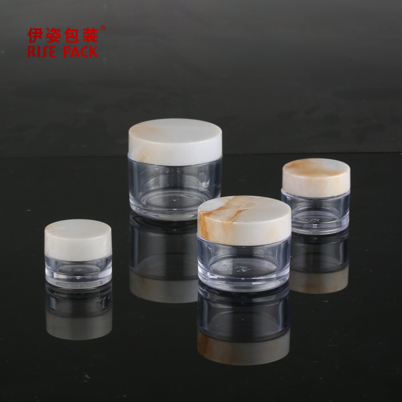 Small Capacity Lip Scrub Container 10g 15g 30g PETG Clear Jar Packaging With Marble Effect Lid