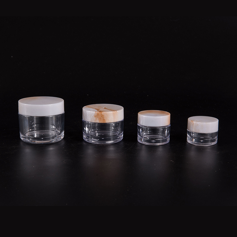 Small Capacity Lip Scrub Container 10g 15g 30g PETG Clear Jar Packaging With Marble Effect Lid