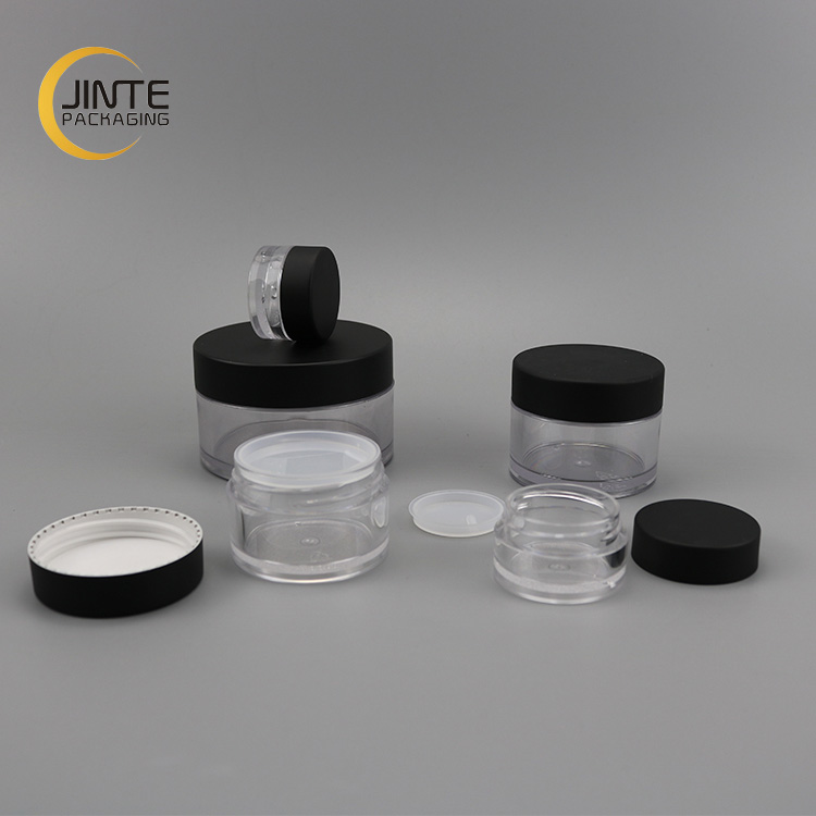 Small Capacity Lip Scrub Container 5g 10g 15g 20g With Matt Frosted Black Lid For Lip Balm Eye Serum